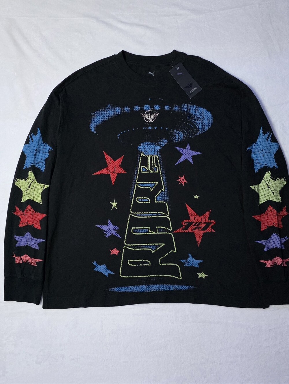 Puma Black Long Sleeve UFO Graphic T-Shirt Large